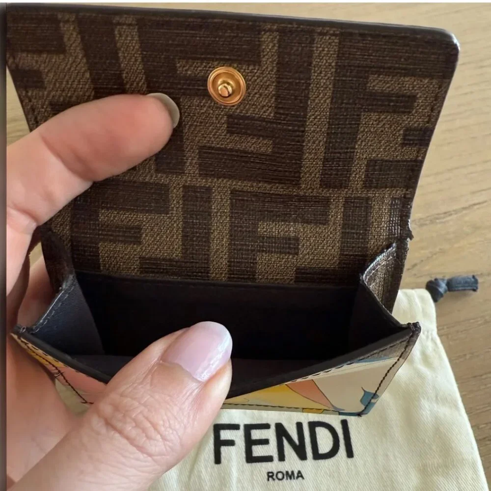 Authentic Fendi Micro Trifold Wallet Limited Edition Multicolor Print - Picture 8 of 8